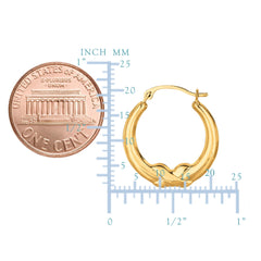 10k Yellow Gold X Design Round Shape Hoop Earrings, Diameter 20mm
