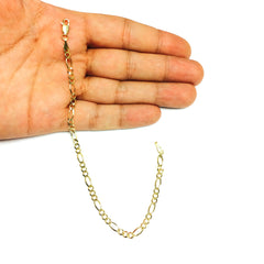 10k Yellow Solid Gold Figaro Chain Bracelet, 4.0mm, 8" - JewelryAffairs