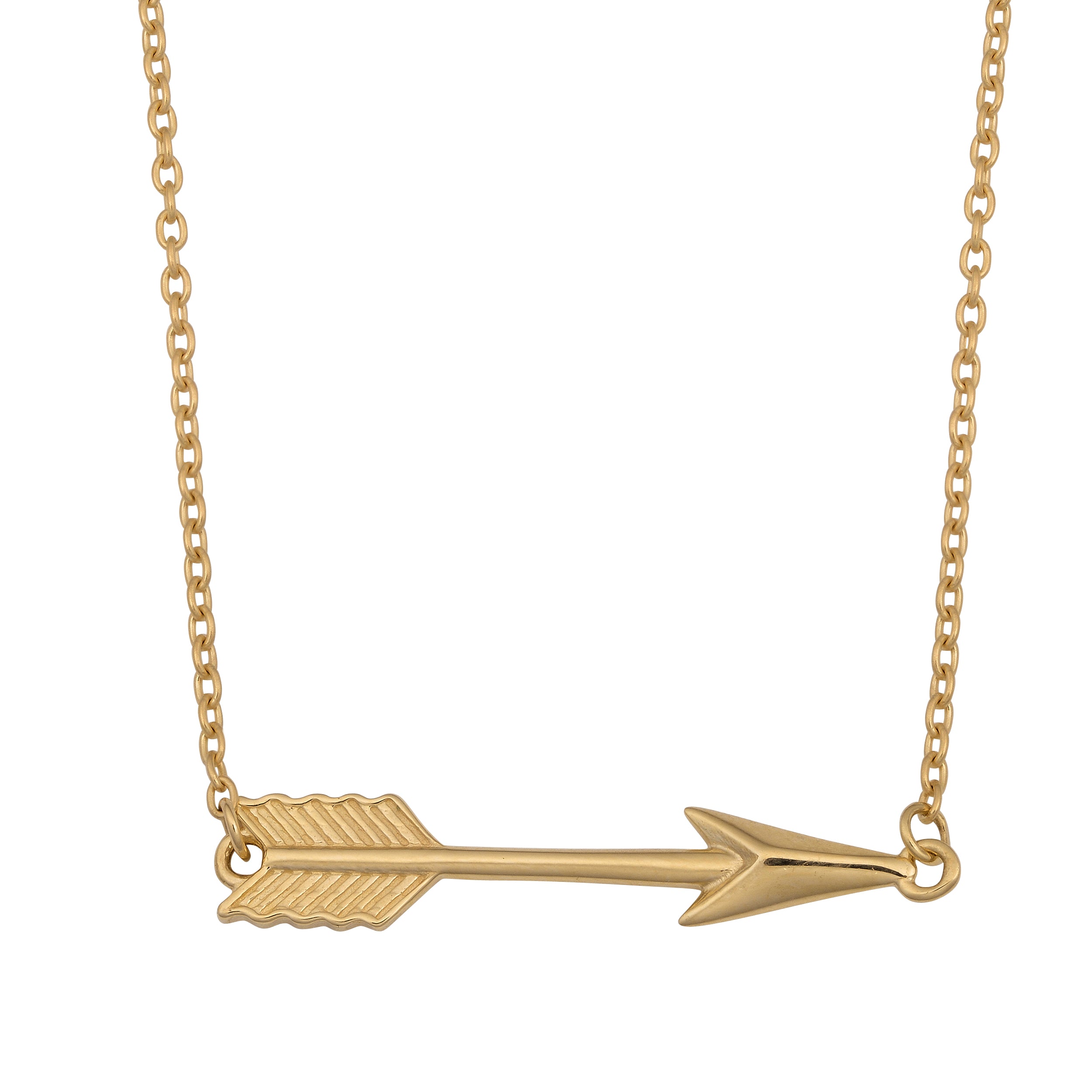 10K Yellow Gold Arrow Pendant Necklace, 18" fine designer jewelry for men and women