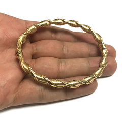 10k Yellow Gold Twisted Women's Bangle Bracelet, 7.75" fine designer jewelry for men and women