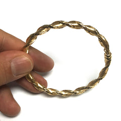 10k Yellow Gold Twisted Women's Bangle Bracelet, 7.75" fine designer jewelry for men and women