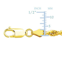 10K Yellow Gold Hollow Rope Chain Necklace, 1.6mm, 24" fine designer jewelry for men and women