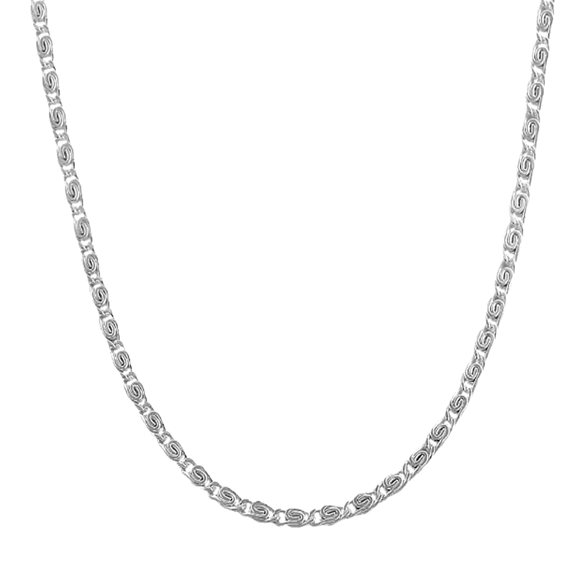 10K White Gold Tigers Eye Chain Necklace, 2.3mm, 18" fine designer jewelry for men and women
