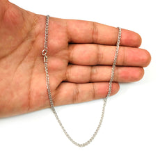 10K White Gold Tigers Eye Chain Necklace, 2.3mm, 18" fine designer jewelry for men and women