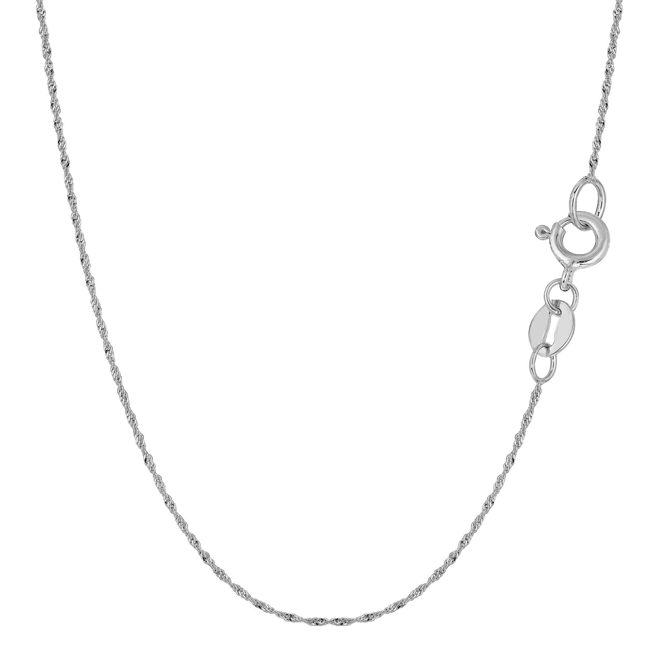 10k White Gold Singapore Chain Necklace, 0.8mm fine designer jewelry for men and women