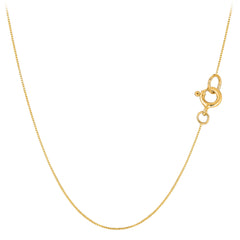 10k Yellow Solid Gold Mirror Box Chain Necklace, 0.45mm fine designer jewelry for men and women