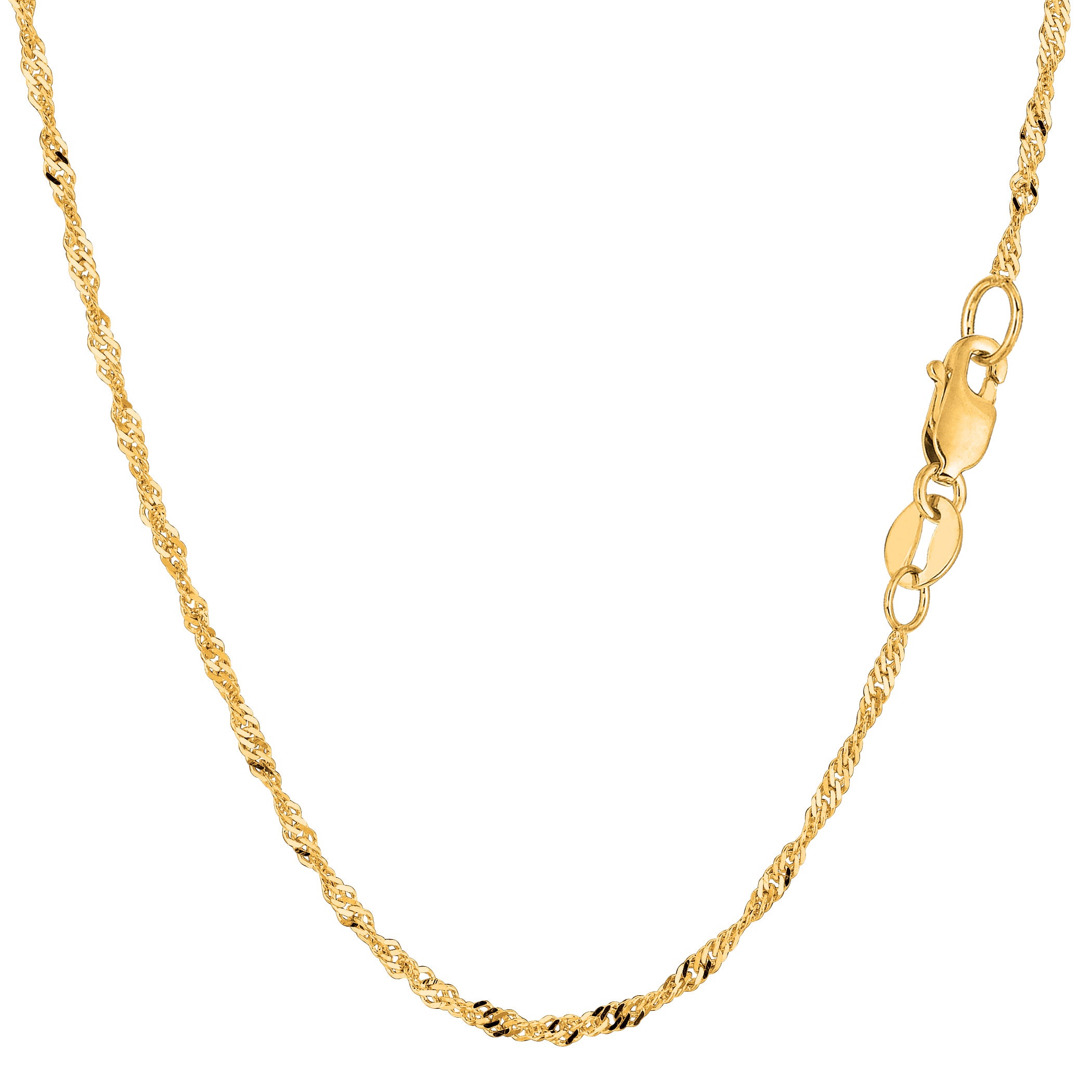 10k Yellow Gold Singapore Chain Necklace, 1.7mm fine designer jewelry for men and women