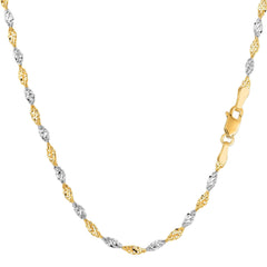 14k 2 Tone Yellow And White Gold Singapore Chain Necklace, 2.0mm