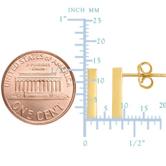 14K Gold Yellow Bar Square Tube Style Stud Earrings