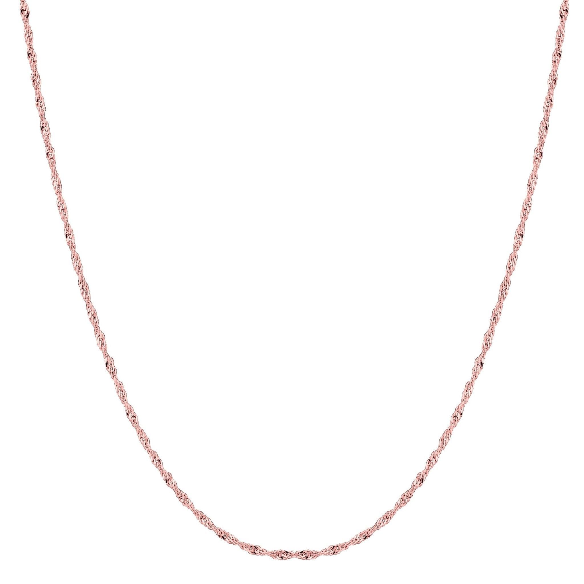 14k Rose Gold Singapore Chain Necklace, 1.0mm - JewelryAffairs