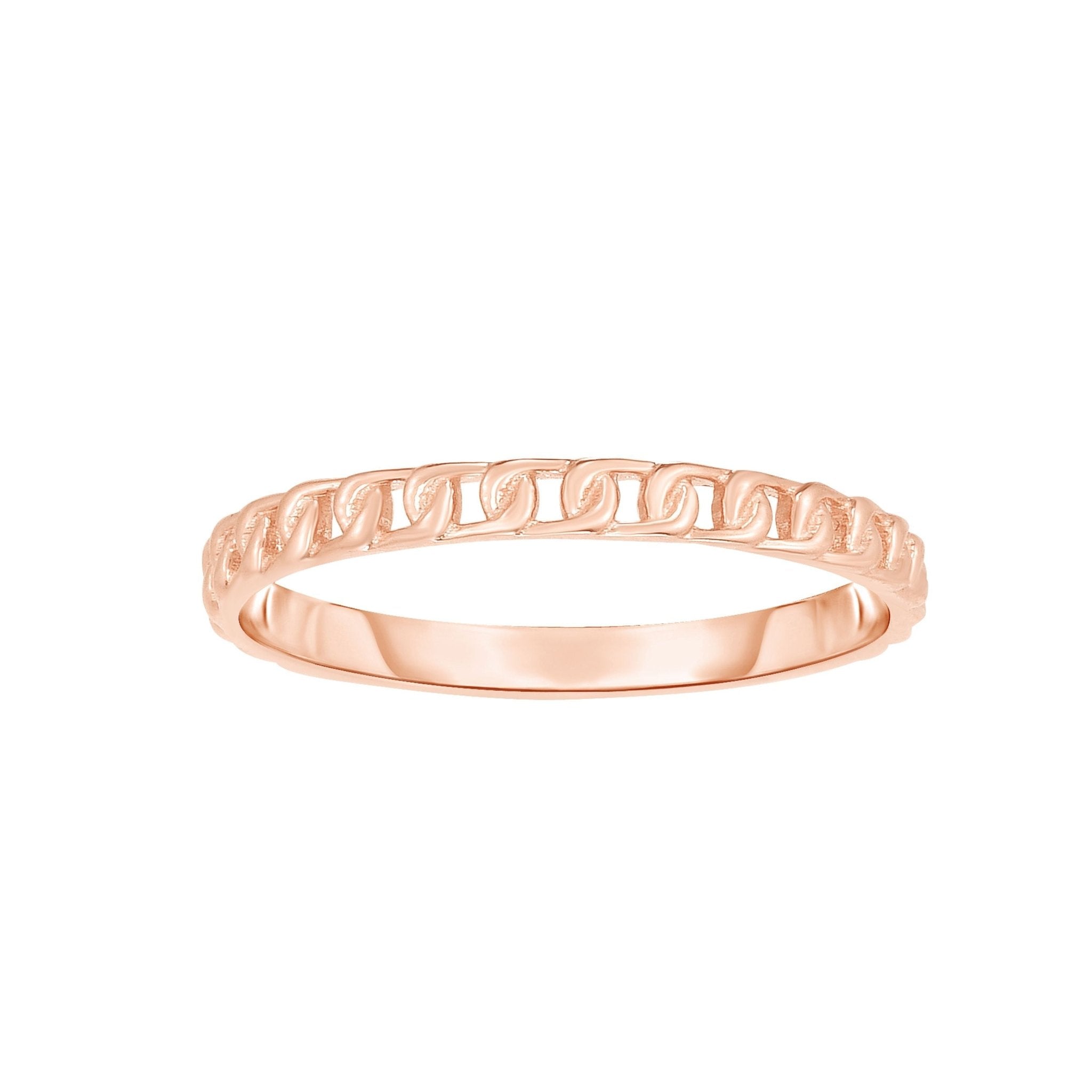 14k Rose Gold Twisted Cable Womens Ring, Size 7 - JewelryAffairs