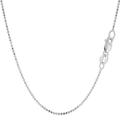 14k White Gold Diamond Cut Bead Chain Necklace, 1.2mm - JewelryAffairs