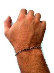 14k White Gold Oval Rolo Link Chain Bracelet, 3.2mm, 7" - JewelryAffairs