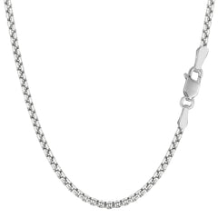 14k White Gold Round Box Chain Necklace, 2.4mm - JewelryAffairs