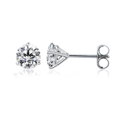 14k White Gold Round Diamond Stud Martini Earrings (0.25 cttw F - G Color, SI2 Clarity) - JewelryAffairs