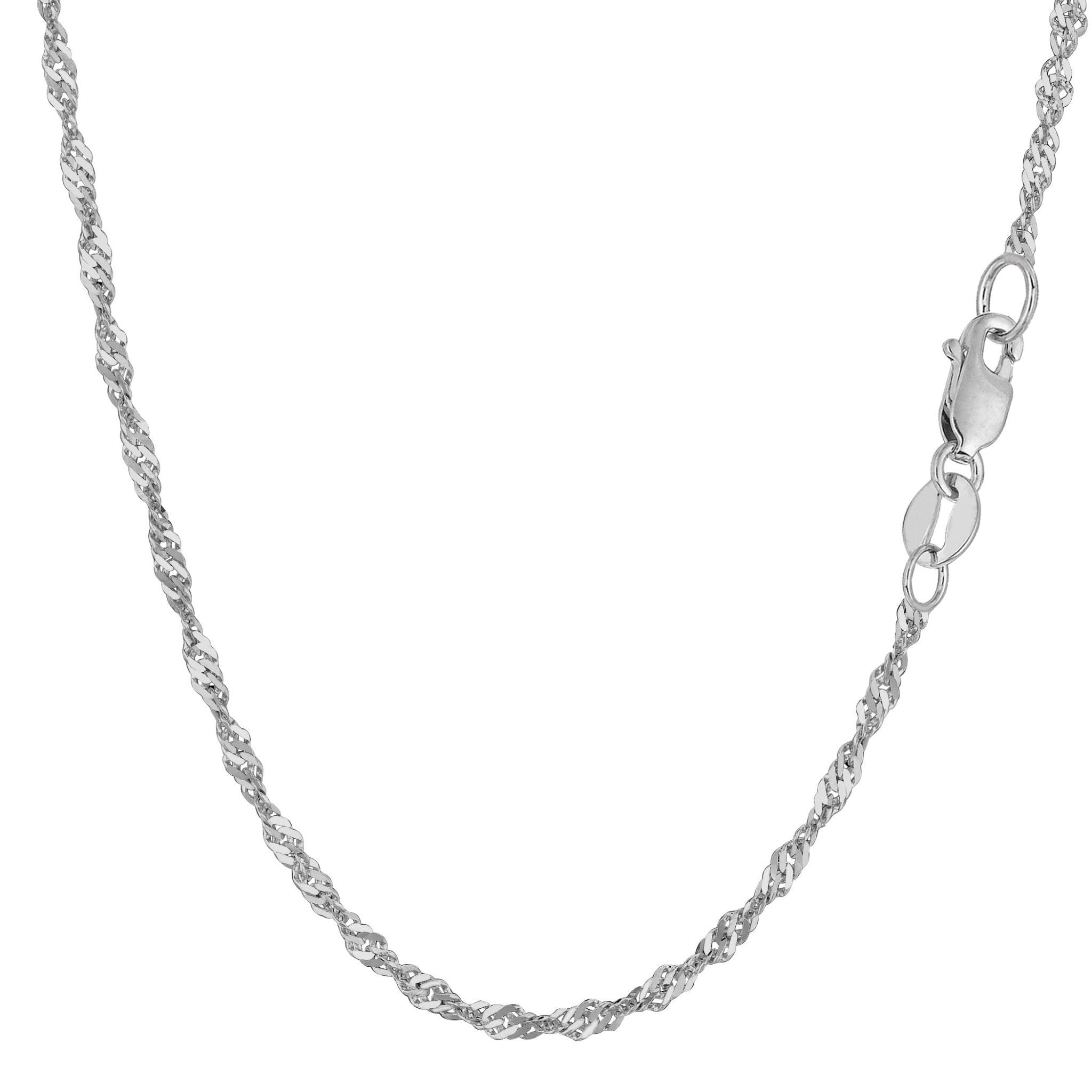 14k White Gold Singapore Chain Necklace, 2.1mm - JewelryAffairs