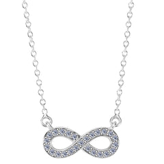 14K White Gold With 0.15 Ct Diamonds Infinity Necklace - 18 Inches