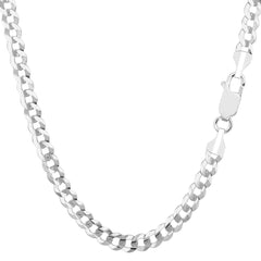 14k White Solid Gold Comfort Curb Chain Bracelet, 4.7mm, 8" - JewelryAffairs