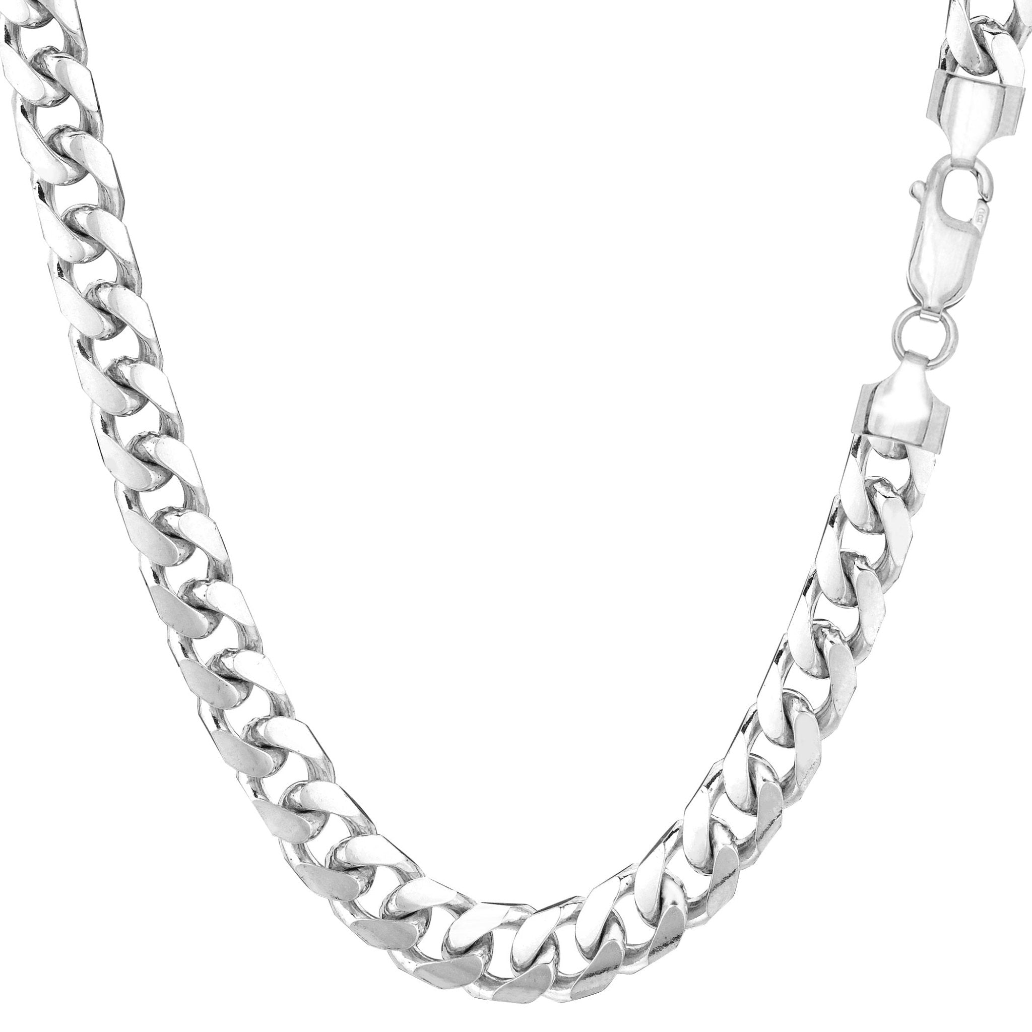 14k White Solid Gold Miami Cuban Link Chain Mens Bracelet, 5.7mm, 8.5" - JewelryAffairs