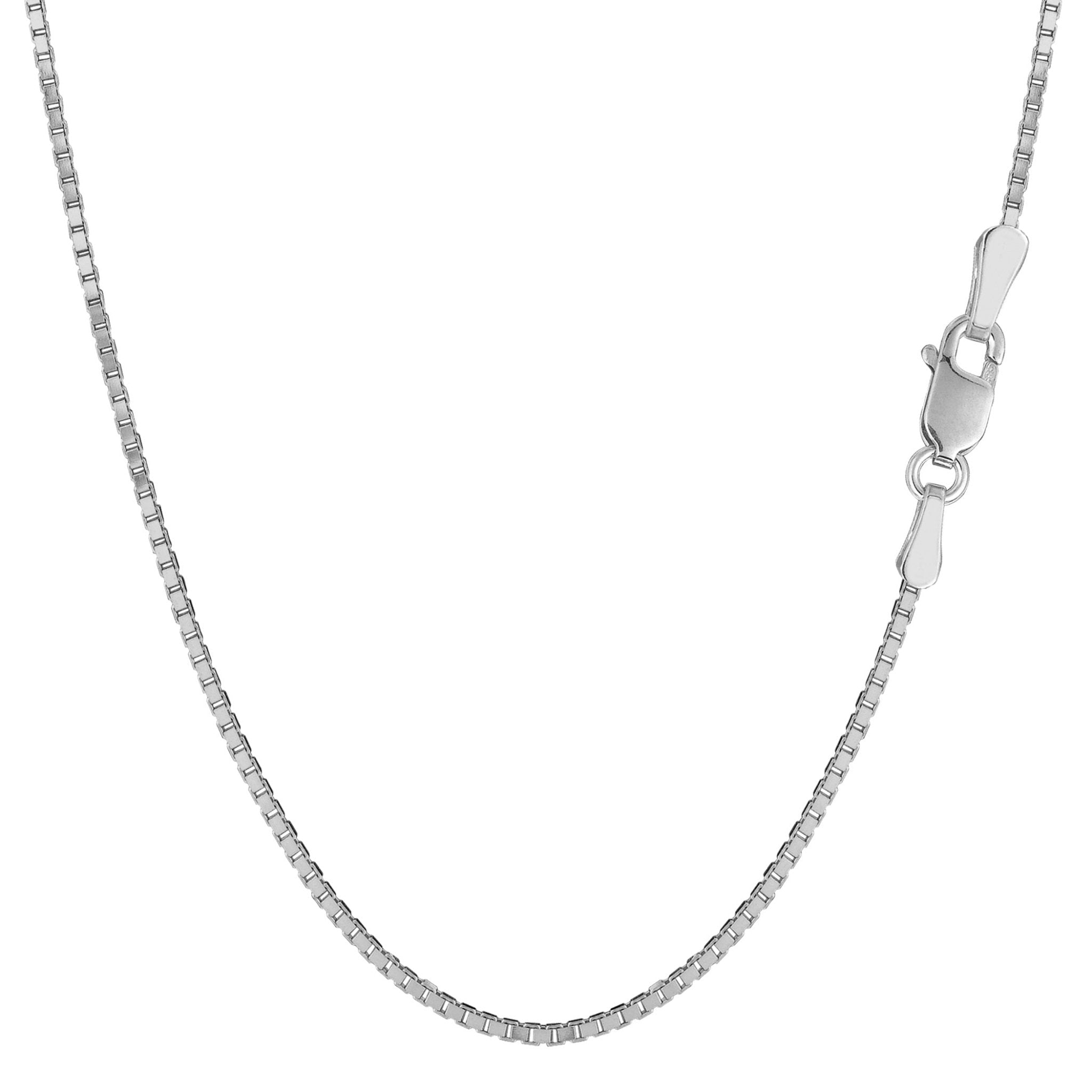 14k White Solid Gold Mirror Box Chain Necklace, 1.2mm - JewelryAffairs