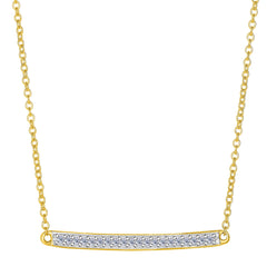 14k Yellow Gold 0.12Ct Diamond Bar Necklace - 18 Inch - JewelryAffairs
