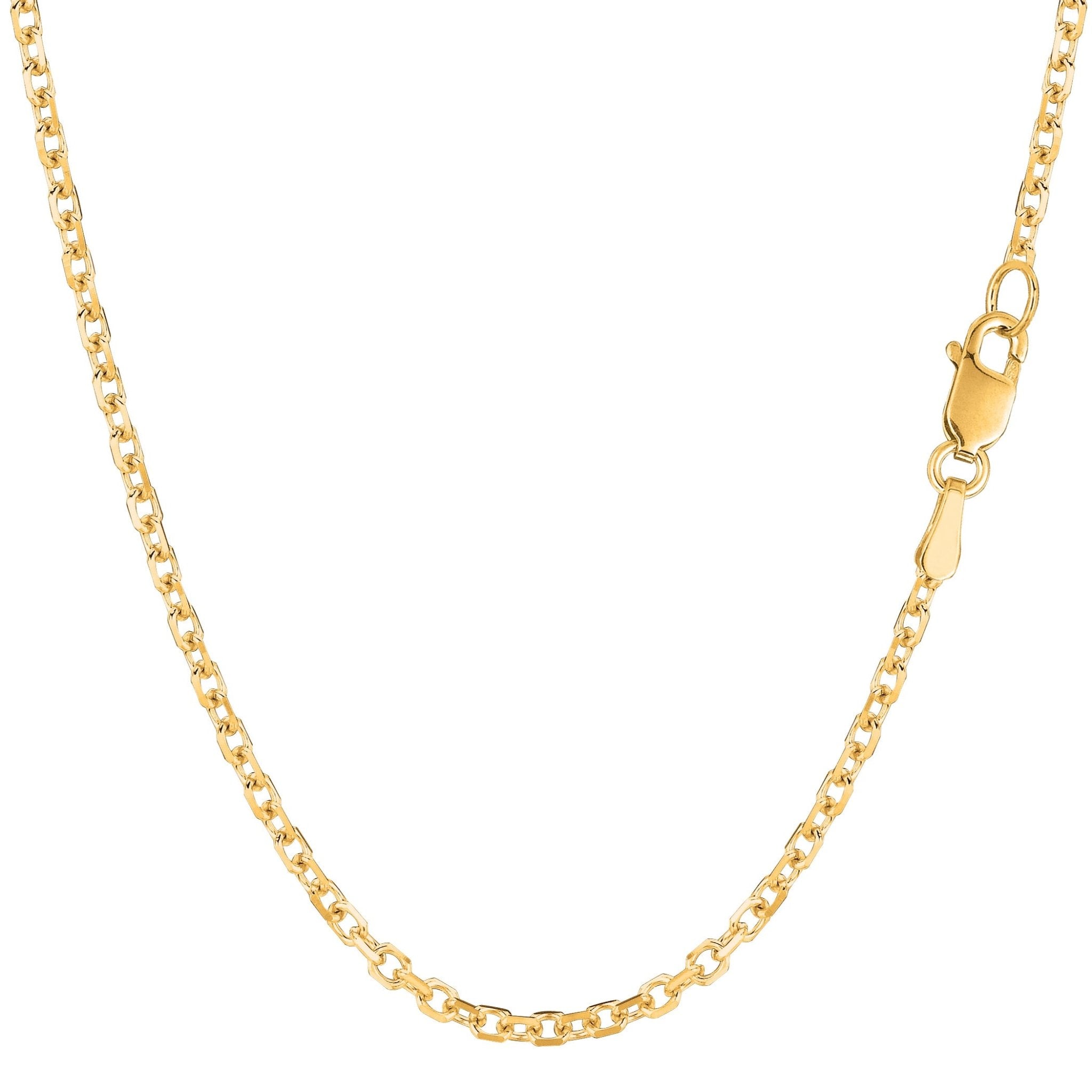 14k Yellow Gold Cable Link Chain Necklace, 2.3mm - JewelryAffairs