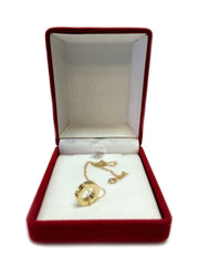 14k Yellow Gold Circle Shaped Pendant Necklace, 18" - JewelryAffairs