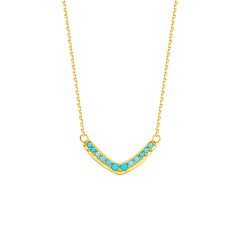 14K Yellow Gold Curved Pendant Necklace, 16" To 18" Adjustable