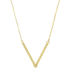 14k Yellow Gold Cylinder Bar Pendant Necklace, 18" - JewelryAffairs
