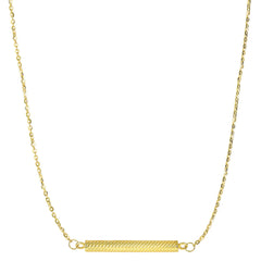 14k Yellow Gold Cylinder Bar Sideways Pendant Necklace, 18" - JewelryAffairs