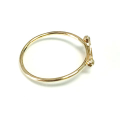 14K Yellow Gold Disc With Diamond Cut Beads Ring, Size 7 - JewelryAffairs