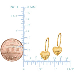 14K Yellow Gold Drop Heart Earrings - JewelryAffairs