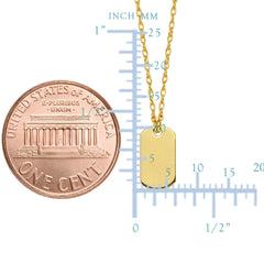 14K Yellow Gold Engravable Dog Tag Pendant Necklace, 16" To 18" Adjustable
