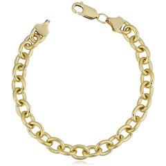 14K Yellow Gold Filled Rolo Chain Bracelet, 7.6mm, 8.5" - JewelryAffairs