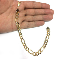 14K Yellow Gold Filled Solid Figaro Chain Bracelet, 7.8 mm, 9" - JewelryAffairs
