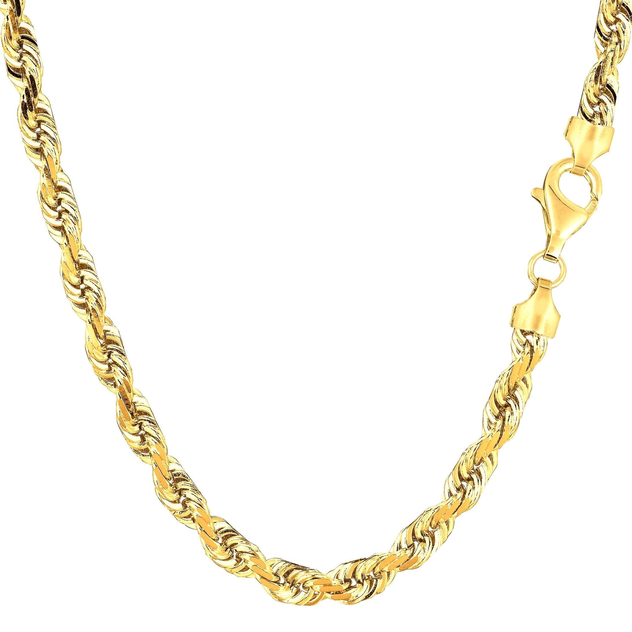 14K Yellow Gold Filled Solid Rope Chain Necklace, 6.0mm Wide - JewelryAffairs
