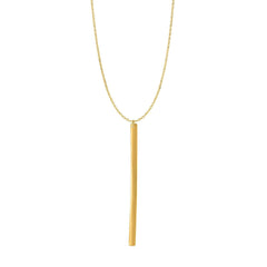 14k Yellow Gold Hanging Bar Necklace, 24" - JewelryAffairs