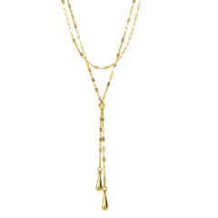 14k Yellow Gold Lariet Teardrop Mariner Necklace, 17"