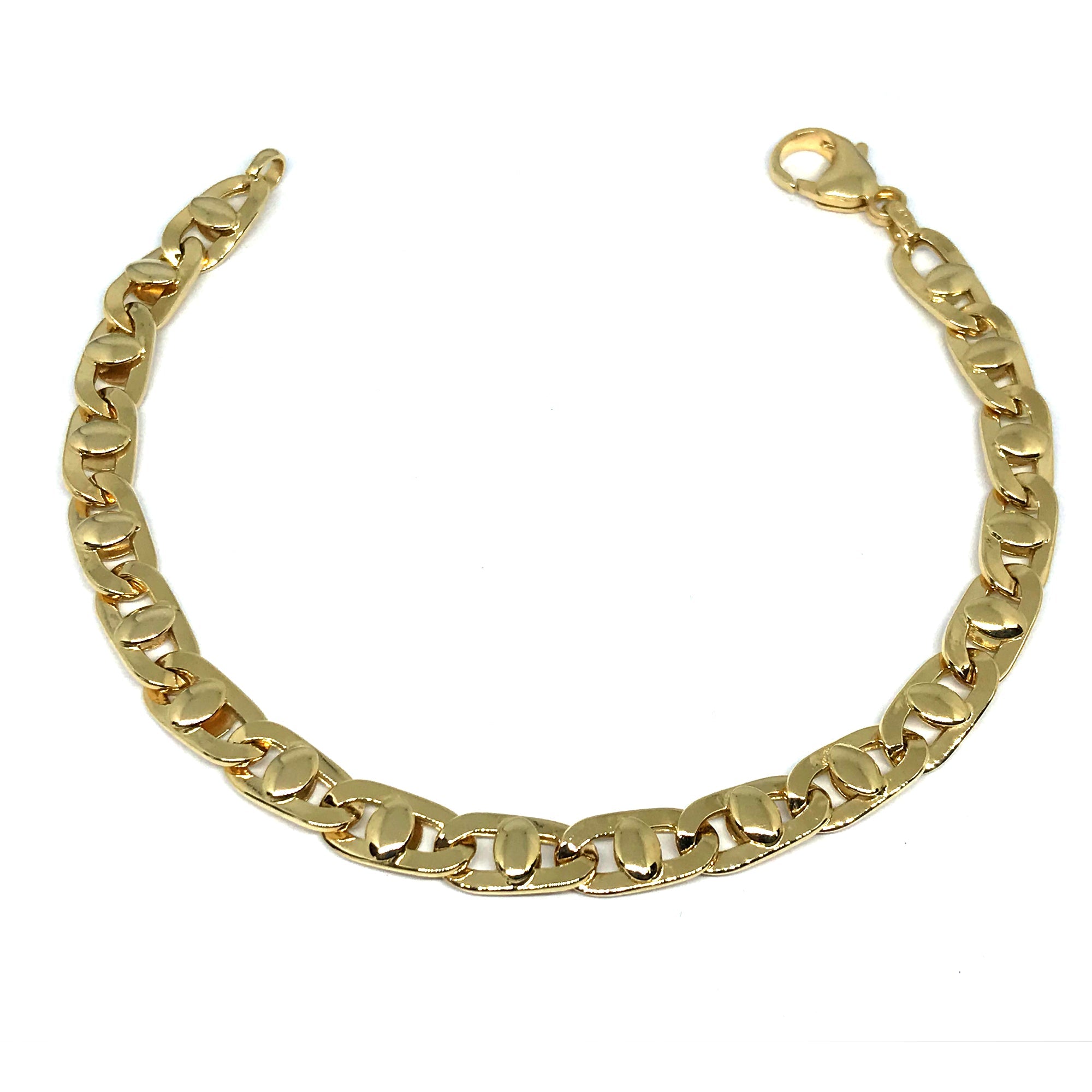 14k Yellow Gold Mariner Link Mens Bracelet, 8.5" - JewelryAffairs