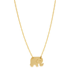 14K Yellow Gold Mini Baby Elephant Pendant Necklace, 16" To 18" Adjustable