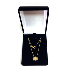 14K Yellow Gold Mini Baby Elephant Pendant Necklace, 16" To 18" Adjustable