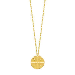 14K Yellow Gold Mini Basketball Pendant Necklace, 16" To 18" Adjustable - JewelryAffairs