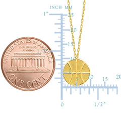 14K Yellow Gold Mini Basketball Pendant Necklace, 16" To 18" Adjustable - JewelryAffairs