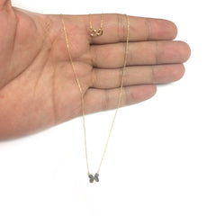14K Yellow Gold Mini Butterfly Pendant Necklace, 16" To 18" Adjustable - JewelryAffairs