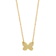 14K Yellow Gold Mini Butterfly Pendant Necklace, 16" To 18" Adjustable - JewelryAffairs