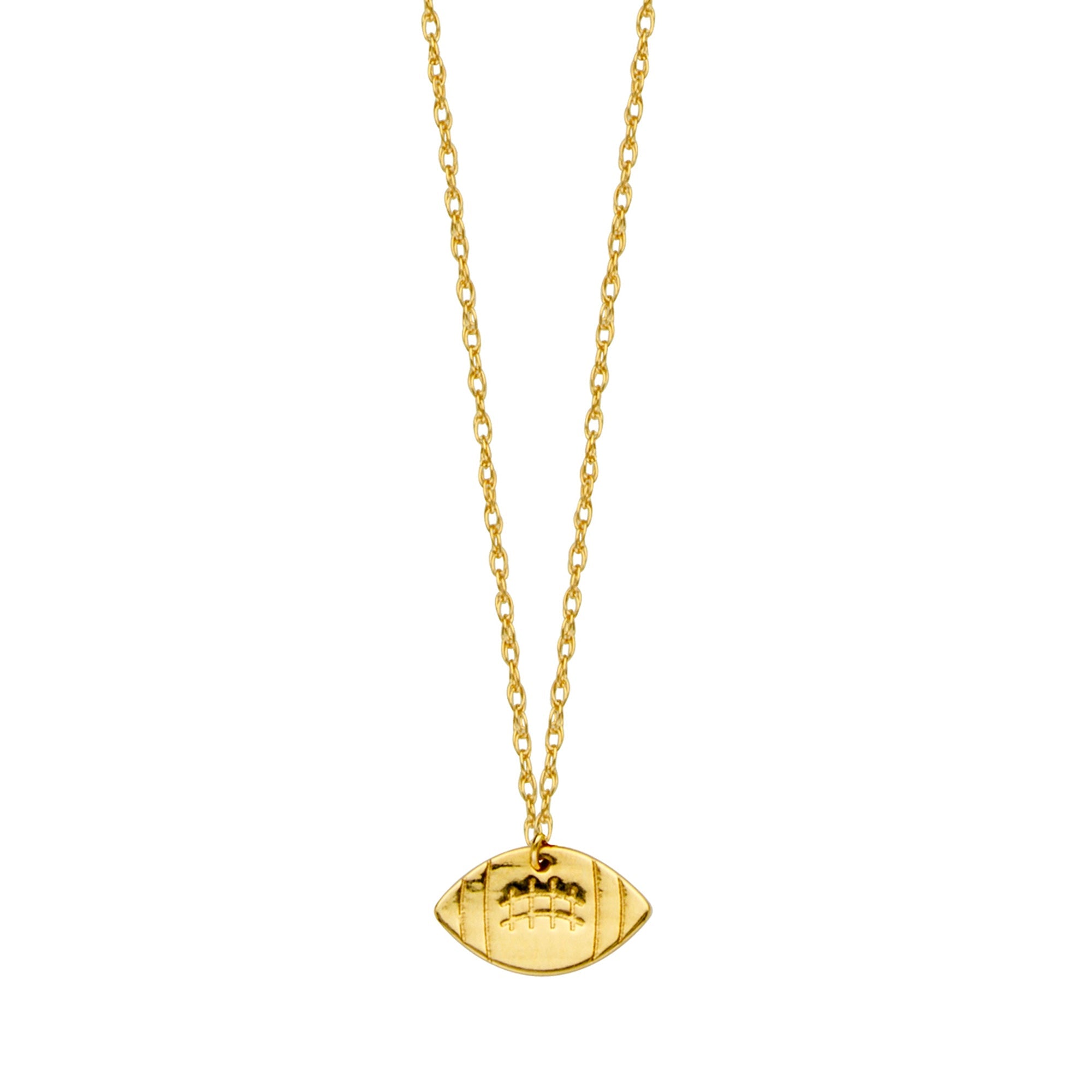 14K Yellow Gold Mini Football Necklace, 16" To 18" Adjustable - JewelryAffairs