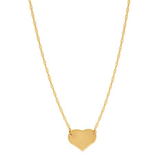 14K Yellow Gold Mini Heart Pendant Necklace, 16" To 18" Adjustable