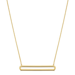 14K Yellow Gold Oval Bar Pendant Necklace, 18" - JewelryAffairs