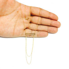 14K Yellow Gold Oval Bar Pendant With Layered Chain 18" Necklace - JewelryAffairs