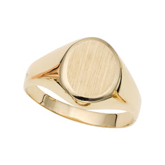 14k Yellow Gold Oval Disc Signet Womens Ring, 7 - JewelryAffairs